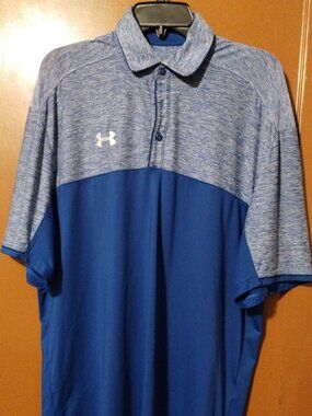 Under Armour Men’s MEDIUM SHORT SLEEVE Polo Blue Heat Gear-LOOSE FIT